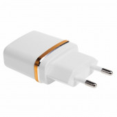 
 Сетевое зарядное устройство USB (СЗУ) (5V, 2100 mA) белое с золотой полоской REXANT (18-2222)