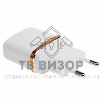 
 Сетевое зарядное устройство USB (СЗУ) (5V, 2100 mA) белое с золотой полоской REXANT (18-2222)-0