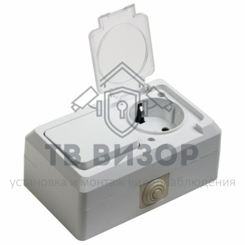 Блок
 Выключатель одноклавишный + розетка  влагозащищенная для открытой установки,с\з,с крышкой,10 А,IP44 PROCONNECT (78-0517)-0