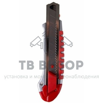 
 Нож с сегментированным лезвием 25 мм, металлический обрезиненный корпус, с дополнительным замком на лезвии (12-4918)-0