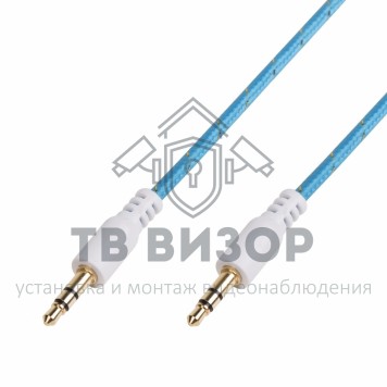 
 Аудио кабель AUX 3.5 мм в тканевой оплетке 1M синий REXANT (18-4072) кратно 10 шт-0