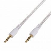 
 Аудио кабель AUX 3.5 мм гелевый 1M белый REXANT (18-4083) кратно 10 шт
