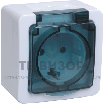 Розетка электрическая
 Гермес PLUS Розетка с заземлением с крышкой наружная IP54 (ERMP12-K03-16-54-EC)-0