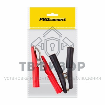 Зажим
 Зажим крокодил в изоляторе, длина 75 мм, ток 30A, (2шт.) (пакет) PROconnect (16-0016-9)-0