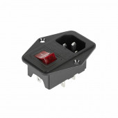 Выключатель
 Выключатель клавишный 250 V 6 А (4с) ON-OFFкрасный с подсветкой, c штекером C14 3PIN и держателем предохранителя 36-2285