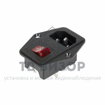 Выключатель
 Выключатель клавишный 250 V 6 А (4с) ON-OFFкрасный с подсветкой, c штекером C14 3PIN и держателем предохранителя 36-2285-0