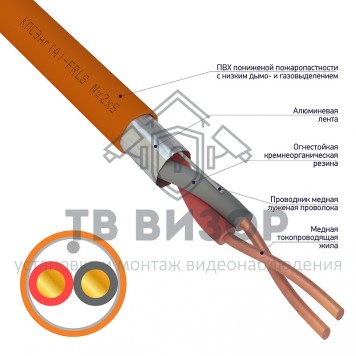 Кабель отгнестойкий
 Кабель КПСЭнг(А)-FRLS 1x2x0,20мм²  REXANT (01-4900-1) 200м-0