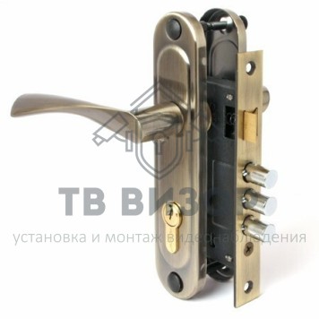 Замок врезной цилиндровый с ручками
 1023/60-AB-1