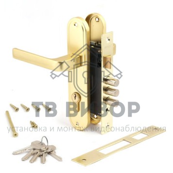 Замок врезной цилиндровый с ручками
 1026/60-G-1