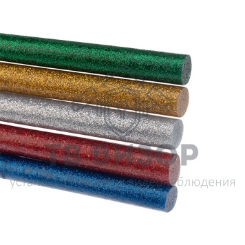 Термоклей
 Клеевые стержни d=11,3 мм, L=270 мм, цветные с блестками (упак. 10 шт.) REXANT (09-1285)-0