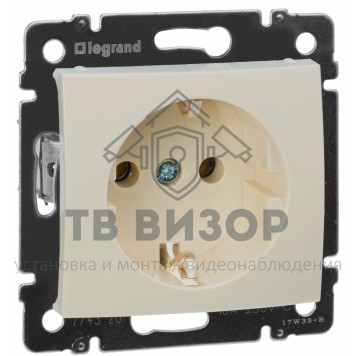 Розетка электрическая
 Legrand 774320 ∙ VALENA Розетка с заземлением в рамку слоновая кость-0