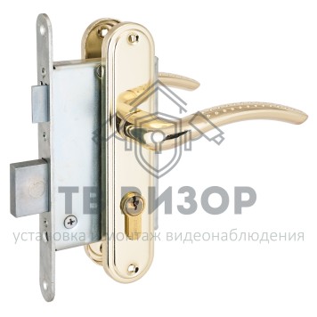 Замок врезной цилиндровый с ручками
 СТАНДАРТ Россия ЗВ4-7.03С голд золото-0