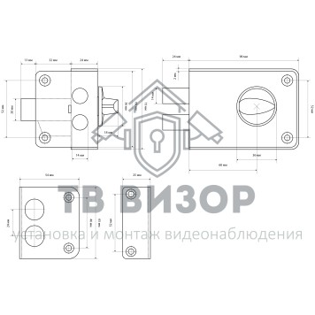 Замок накладной цилиндровый
 СТАНДАРТ Россия ЗН1-3-1С серебро-1