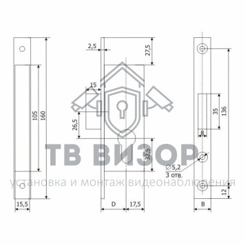 Замок врезной цилиндровый
  Замок врезной цилиндровый