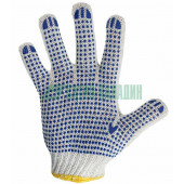 Перчатки
 Перчатки ХБ с нанесением ПВХ (точка), 4 нити, 63-65гр., 7,5 класс вязки. (09-0212)