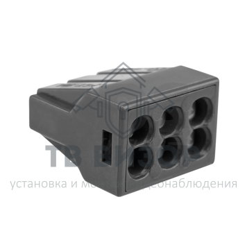 Клемма
 Экспресс-клемма с пастой, 6-проводная до 2,5 мм², серая (50 шт/уп) (773-306) REXANT (07-3060)-0