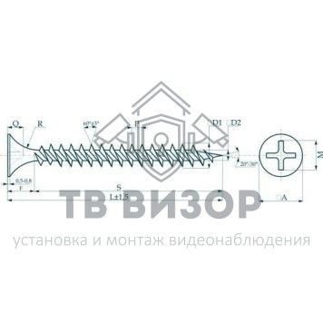 Саморез
 Саморезы 3,5х35 потай, частая резьба, оксид (500 шт)-1