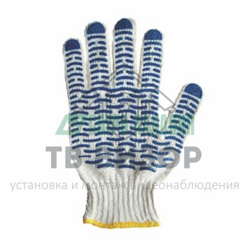 Перчатки
 Перчатки Х/Б с покрытием ПВХ (Волна), 5 нитей, 54-56гр. (09-0201)-1