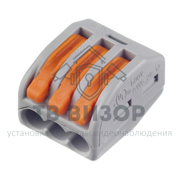 Клемма
 222-413 ∙ Универсальная клемма, 3-проводная, серая (0,08-2,5/4 мм²) WAGO (07-5153)-0