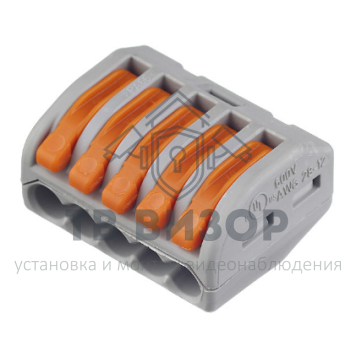 Клемма
 222-415 ∙ Универсальная клемма, 5-проводная, серая (0,08-2,5/4 мм²) WAGO (07-5155)-0