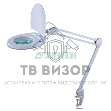 
 Лупа на струбцине круглая 8D с подсветкой и крышкой, белая REXANT (31-0221)-0