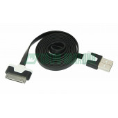 
 USB кабель для iPhone 4 slim шнур плоский 1М черный (18-1980)