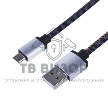 
 USB кабель MicroUSB, шнур в джинсовой оплетке REXANT (18-4242) кратно 10 шт-0