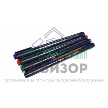 Маркер для кабеля
 Набор маркеров  E-8407#4S  0.3мм (для маркировки кабелей) набор:черный,красный,зеленый,синий (09-3997)-0