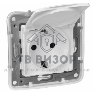 Розетка электрическая
 672232 ∙ ETIKA Розетка с заземлением IP44 белая-0