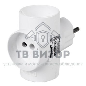 Тройник
 Тройник электрический, 16 А, без заземления, белый REXANT (11-1077)-0