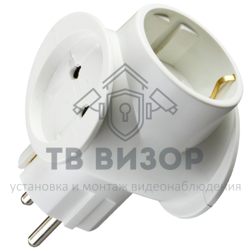 Тройник
 Тройник электрический универсальный, 16 А, одно гнездо с заземлением, белый REXANT (11-1080)-0