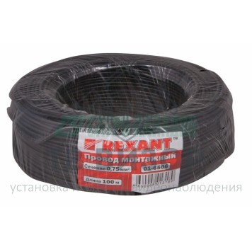 Кабель
 Провод ПГВА REXANT 1х0.75 мм², черный, бухта 100 м (01-6506)-1