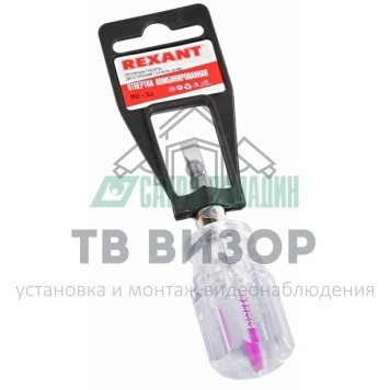 
 Отвёртка комбинированная, прозрачная рукоятка, двухсторонний стержень 40 мм ( Крестовая, Шлицевая) Rexant (12-4743)-1