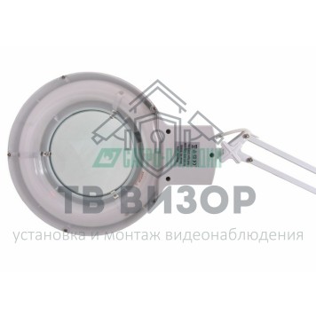 
 Лупа на струбцине круглая настольная 8Х с подсветкой, белая  REXANT (31-0021)-1