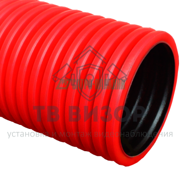 Труба гофрированная
 Труба гофрированная двустенная ПЭ жесткая тип 450 (SN12) красная д110 6м (36м/уп) Промрукав-0
