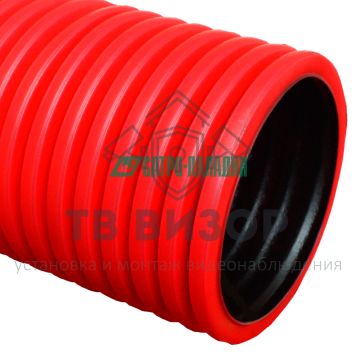 Труба гофрированная
 Труба гофрированная двустенная ПЭ жесткая тип 450 (SN10) красная д125 6м (36м/уп) Промрукав-0