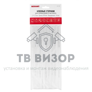 Термоклей
 Клеевые стержни REXANT, Ø11 мм, 270 мм, прозрачные, 10 шт, хедер (09-1270)-1