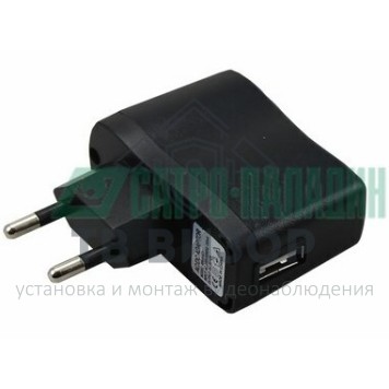 
 Сетевое зарядное устройство USB 220V (СЗУ) (5V, 1 000mA) черное (16-0239)-0