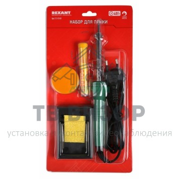 
 Набор для пайки №11  (паяльник 30Вт, подставка, губка для удаления припоя, канифоль, припой)  REXANT (12-0165)-1