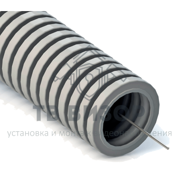 Труба гофрированная
 Труба ПВХ гибкая гофр. д.16мм, лёгкая с протяжкой, 50м, цвет серый DKC  (9191650) кратно 50м-0