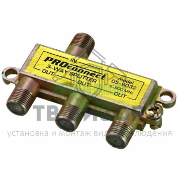 Делитель
 ДЕЛИТЕЛЬ ТВ х 3 под F разъём 5-900 МГц PROCONNECT (05-6032)-0