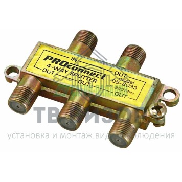 Делитель
 ДЕЛИТЕЛЬ ТВ х 4 под F разъём 5-900 МГц PROCONNECT (05-6033)-0