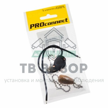 Выключатель
 Выключатель для настенного светильника c проводом и деревянным наконечником,  silver  PROCONNECT (ПАКЕТ БОБ) 1 шт (32-0103-9)-0