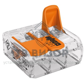 Клемма
 221-413 ∙ Клемма 3 контактная компактная 0,2-4 мм² WAGO (07-5163)-0