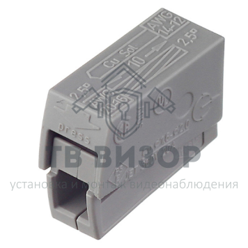 Клемма
 224-101 ∙ Клемма для осветительного оборудования (1,0-2,5)/(0,5-2,5) мм², серая WAGO (07-5111)-1