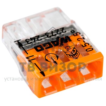 Клемма
 2273-243 ∙ Экcпресс-клемма с пастой, 3-проводная до 2,5 мм² WAGO (07-5142)-0