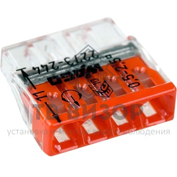 Клемма
 2273-244 ∙ Экcпресс-клемма с пастой, 4-проводная до 2,5 мм² WAGO (07-5143)-0