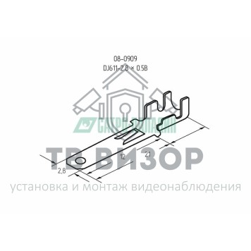 Клемма
 КЛЕММА ПЛОСКАЯ (КП штекер - 2.8мм)  1-1.5мм²  (DJ611-2.8х0.5B)  REXANT (08-0909)-1