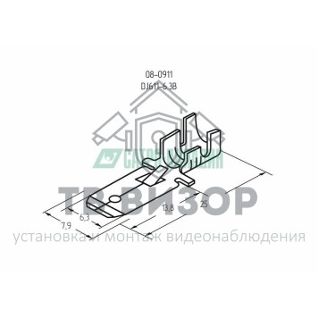 Клемма
 КЛЕММА ПЛОСКАЯ (КП штекер - 6.3мм)  1-1.5мм²  (DJ611-6.3B)  REXANT (08-0911)-1