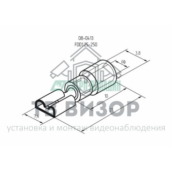 Клемма
 КЛЕММА ПЛОСКАЯ изолированная (КПИ гнездо - 7.4мм)  0.5-1.5мм²  (VF1.25-250)  REXANT (08-0413)-1